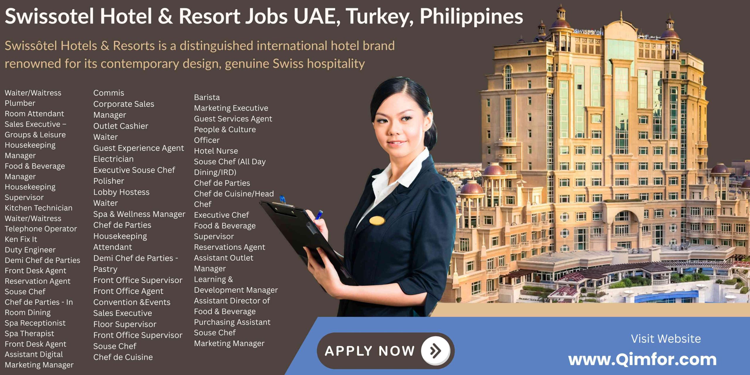 Swissotel Hotel & Resort Jobs UAE, Turkey, Philippines