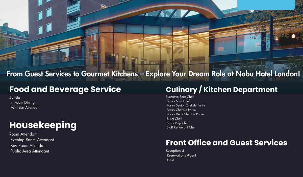From Guest Services to Gourmet Kitchens – Explore Your Dream Role at Nobu Hotel London!